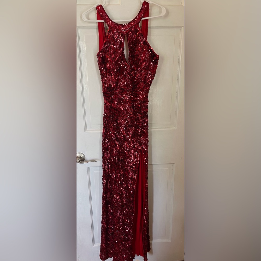 Red Sequin Prom Dress Size 0